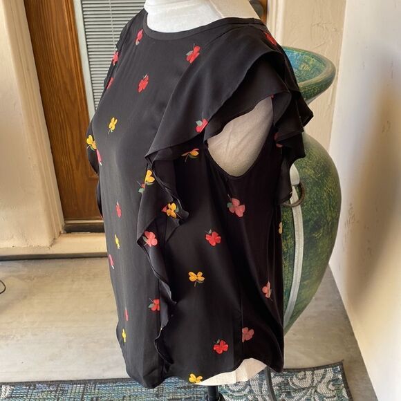 Ann Taylor loft pullover top with ruffle sleeves size small - Picture 3 of 7